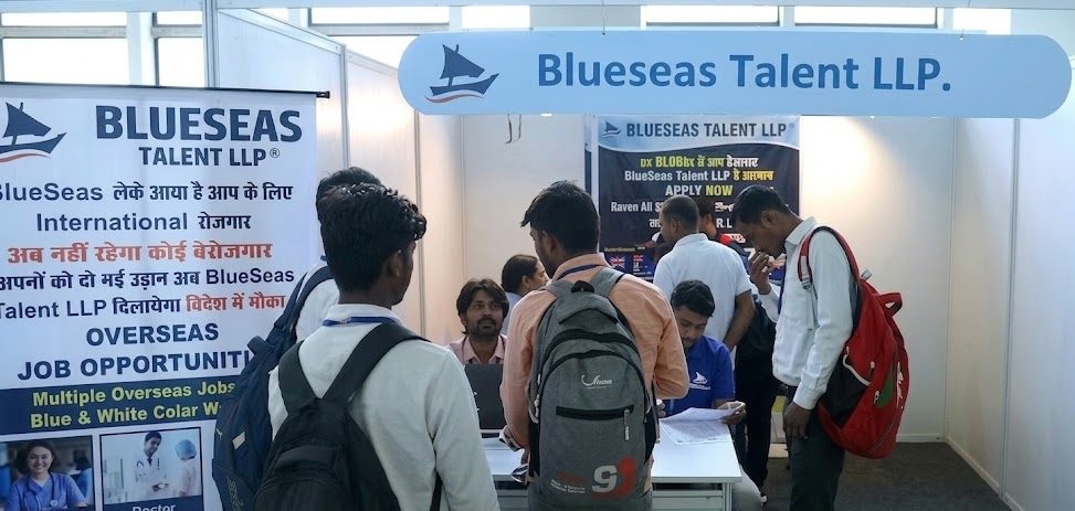 Candidates at a BlueSeas overseas-jobs recruitment drive